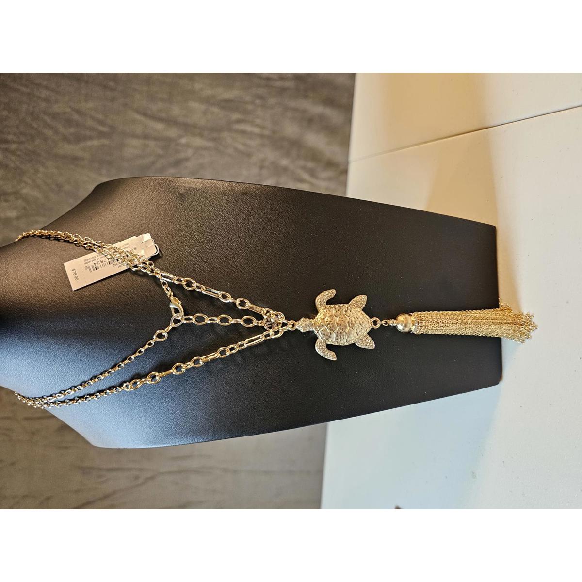 Lilly Pulitzer Gold Turtle Pendant Necklace With Tassel 48$